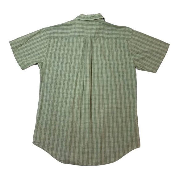 L L Bean Mens Size L Button Down Short Sleeve Pocket Shirt Green - Picture 2 of 7